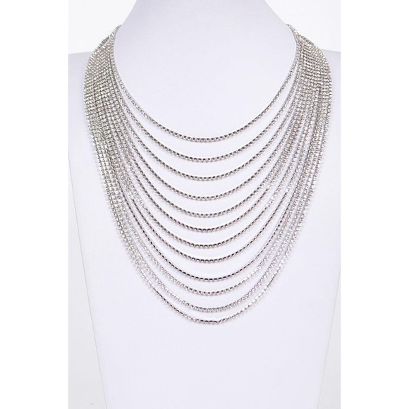 Layered Rhinestone Necklace - Picture 2 of 3